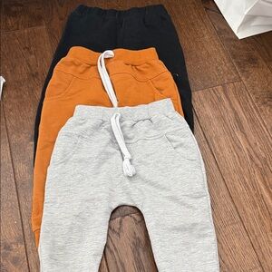 Kids' Cozy Black, Orange, and Gray Joggers